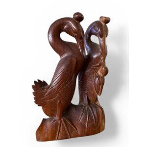 Vintage Indonesian Hand Carved Wooden Heron/Crane Sculpture 60’s-70’s